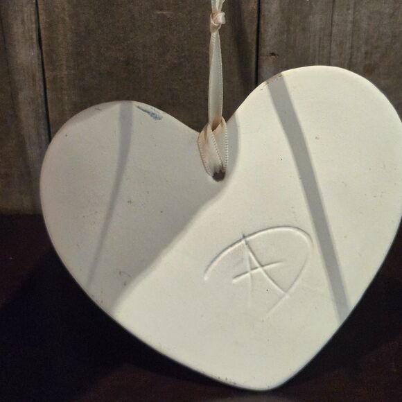 Handmade Blue Ceramic Glazed Heart Wall Hanging 5” Country Decor Ornament artist - Picture 3 of 4